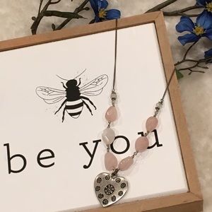 🔴 Lucky Brand | Rose Quartz & Heart Necklace